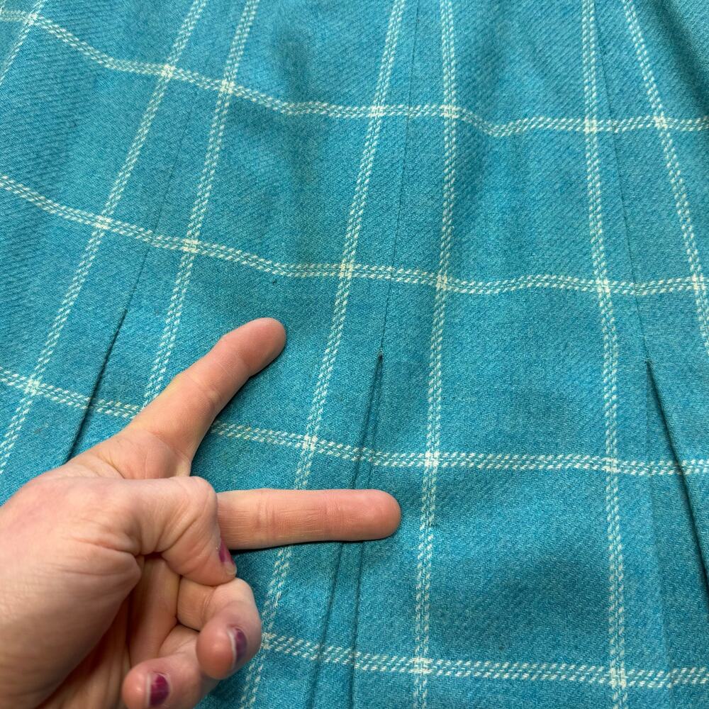 Vintage 60s Burberrys Burberry Blue Plaid Wool Pleated Midi Skirt Size XS AS IS - Picture 3 of 8